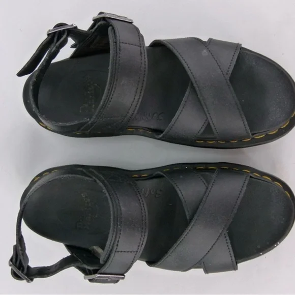 Dr Martens Voss II Quad Platform Sandals Athena Leather Black Women's 9 (N161) - Picture 6 of 11